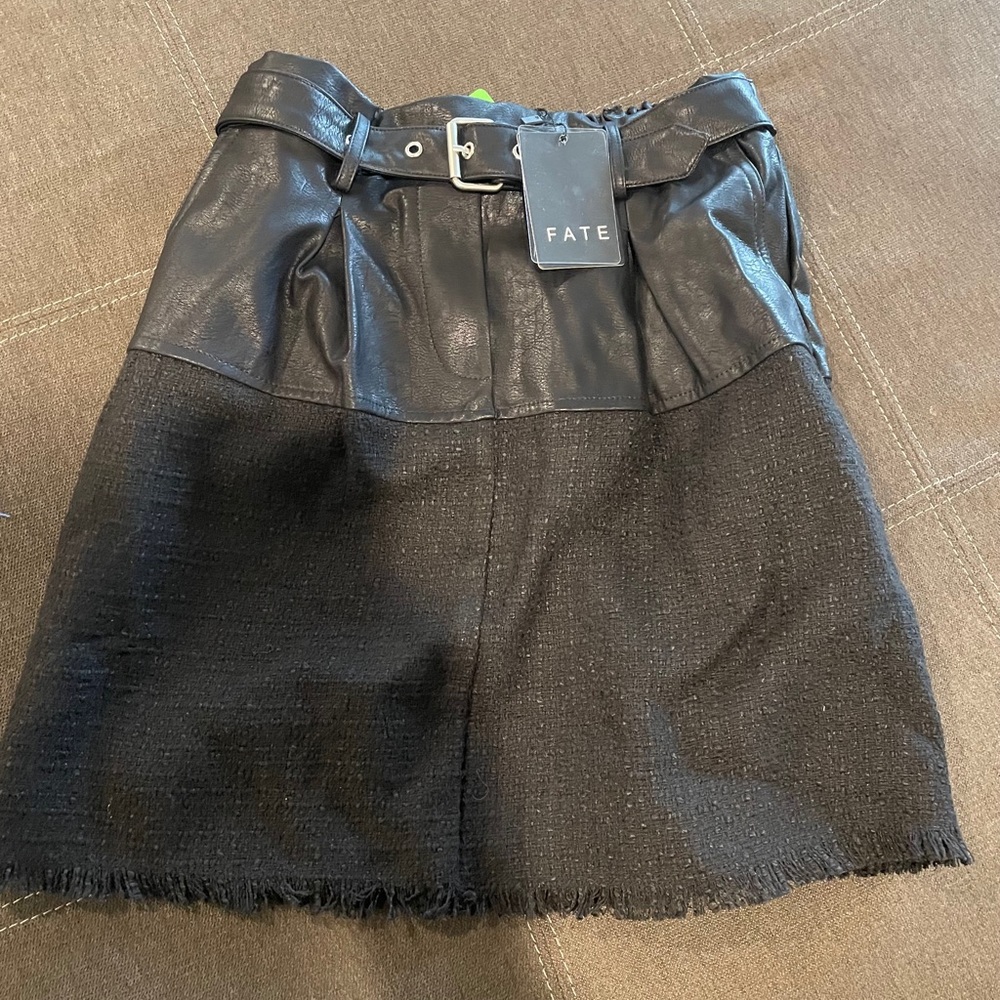 Fate tweed faux Leather skirt new with tags